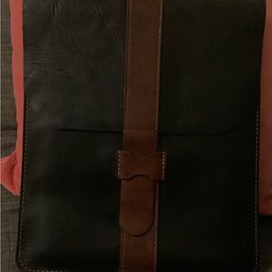 Handmade Beautiful Black and Brown Leather Jacket/ Pouch